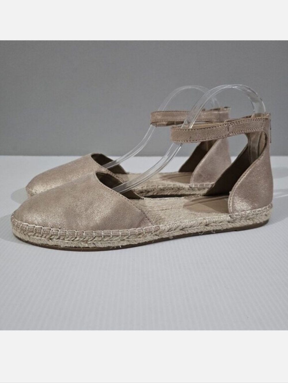Eileen Fisher Lala Flat Espadrille Womens 10 Metallic Tan Leather Sandal
